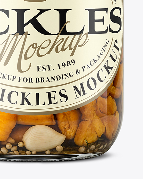Glass Jar with Chanterelles Mockup