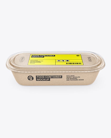 Kraft Paper Food Container in Paper Sleeve Mockup