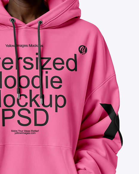Black Woman Wearing an Oversize Hoodie and Cycling Shorts Mockup