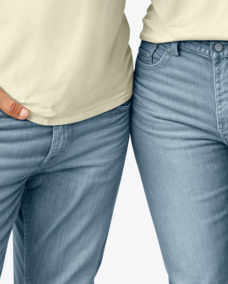 Senior Couple Wearing T-shirt and Jeans Mockup