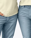 Senior Couple Wearing T-shirt and Jeans Mockup