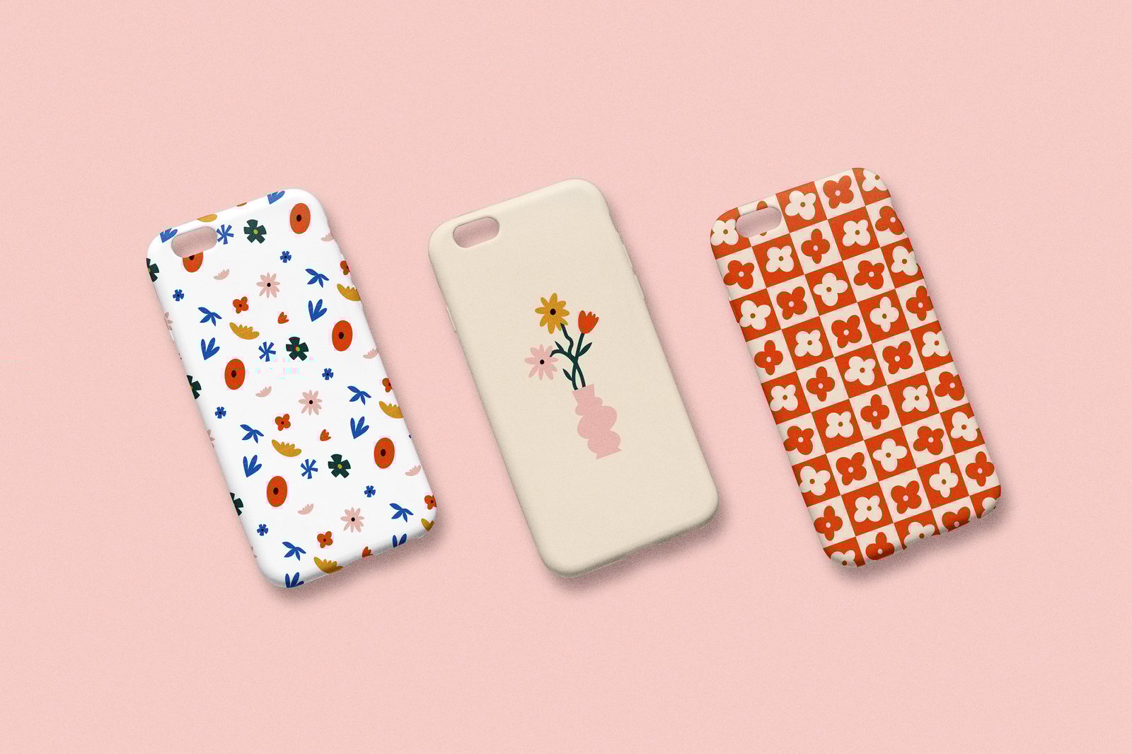 Groovy Flowers. Seamless Patterns