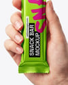 Metallic Snack Bar in a Hand Mockup