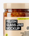 Glass Jar with Sweet Relish Sauce Mockup