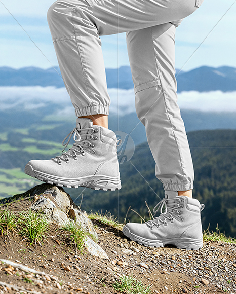 Pair of Hiking Boots on Woman's Legs Mockup