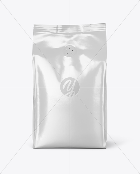 Glossy Coffee Bag with Valve Mockup