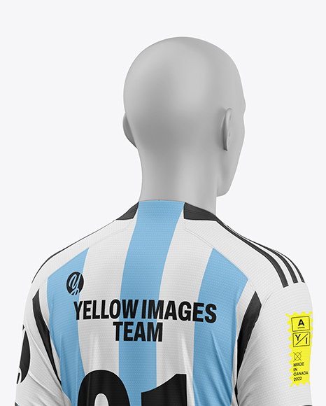 Soccer Kit w/ Mannequin Mockup - Back Half Side View