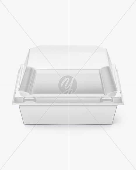 Paper Food Box with Glossy Plastic Lid Mockup