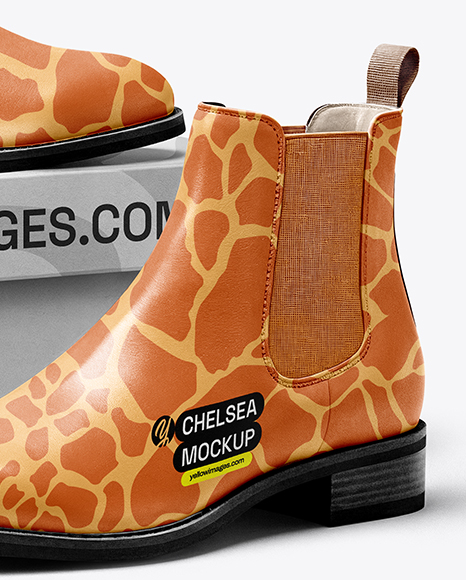 Pair of Chelsea Boots with Shoe Box Mockup