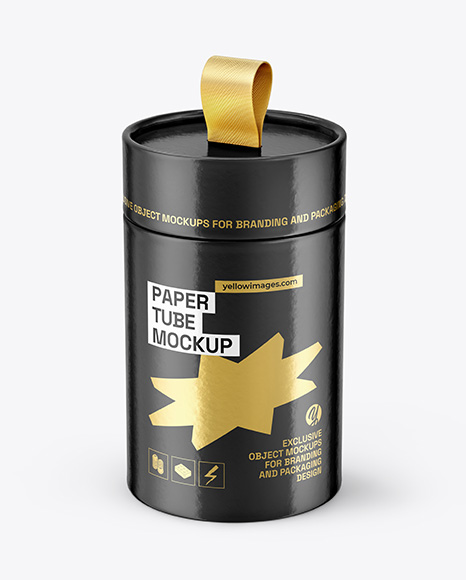 Glossy Paper Tube with Pull Tab Mockup