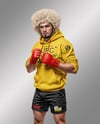Male UFC Fighter Wearing Hoodie and Papakha Hat Mockup