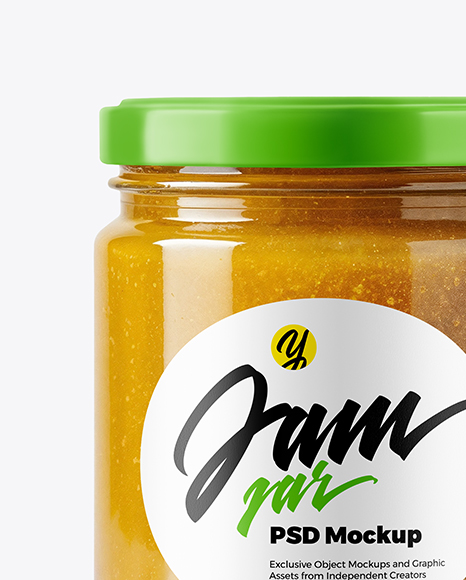 Glass Jar with Yellow Fig Jam Mockup