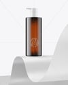 Amber Cosmetic Bottles with Pump Cap Mockup