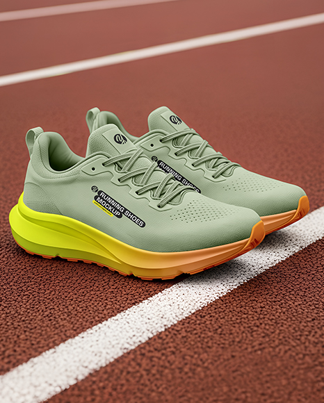 Pair Of Running Shoes on Track Mockup