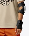 Skater in Protective Gear with Skateboard Mockup