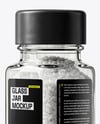 Square Glass Jar with Coarse Sea Salt Mockup