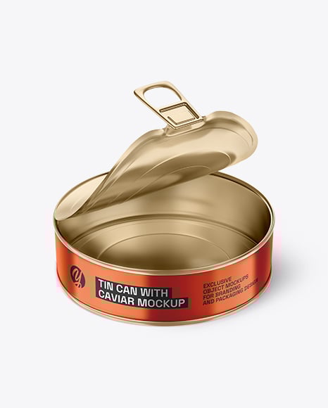 Opened Tin Can w/ Red Caviar Mockup