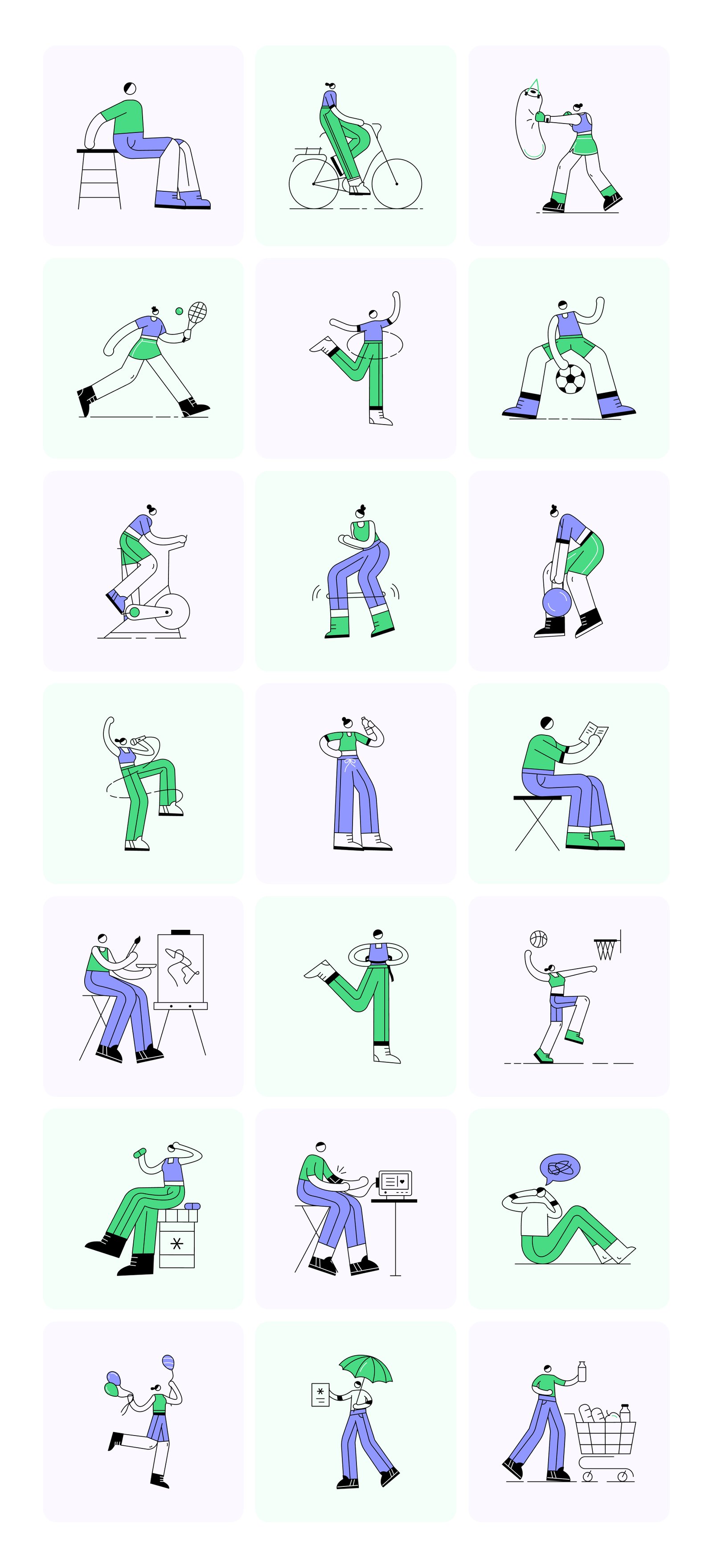 People and Places Illustration Set