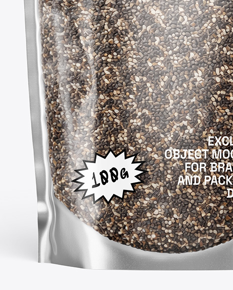 Stand-Up Pouch w/ Chia Seeds Mockup