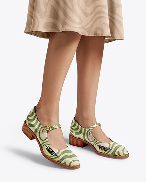 Mary Janes on Woman's Legs with Dress Mockup - Merchandise mockup