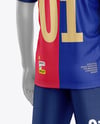 Full Soccer Kit w/ Mannequin Mockup - Back Half Side View