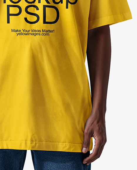 Black Man Wearing Oversize T-Shirt Mockup