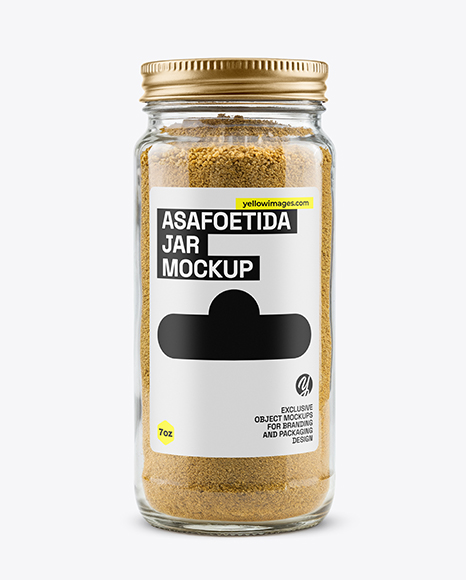 Glass Jar with Asafoetida Spice Mockup - Realistic mockups