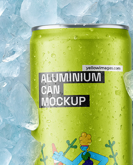 Slim Aluminium Can in Ice Mockup