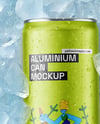 Slim Aluminium Can in Ice Mockup