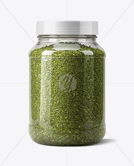 Plastic Jar with Dill Weed Spice Mockup