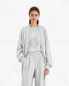 Young Woman Wearing Cardigan and T-Shirt Mockup