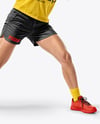 Female UFC Fighter Wearing T-Shirt & Shorts Mockup