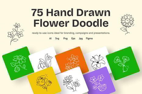 Flower Doodles Set - Graphics