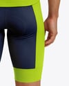 Man Wearing Cycling Jersey and Bib Shorts Mockup