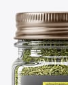 Square Glass Jar with Dill Weed Spice Mockup