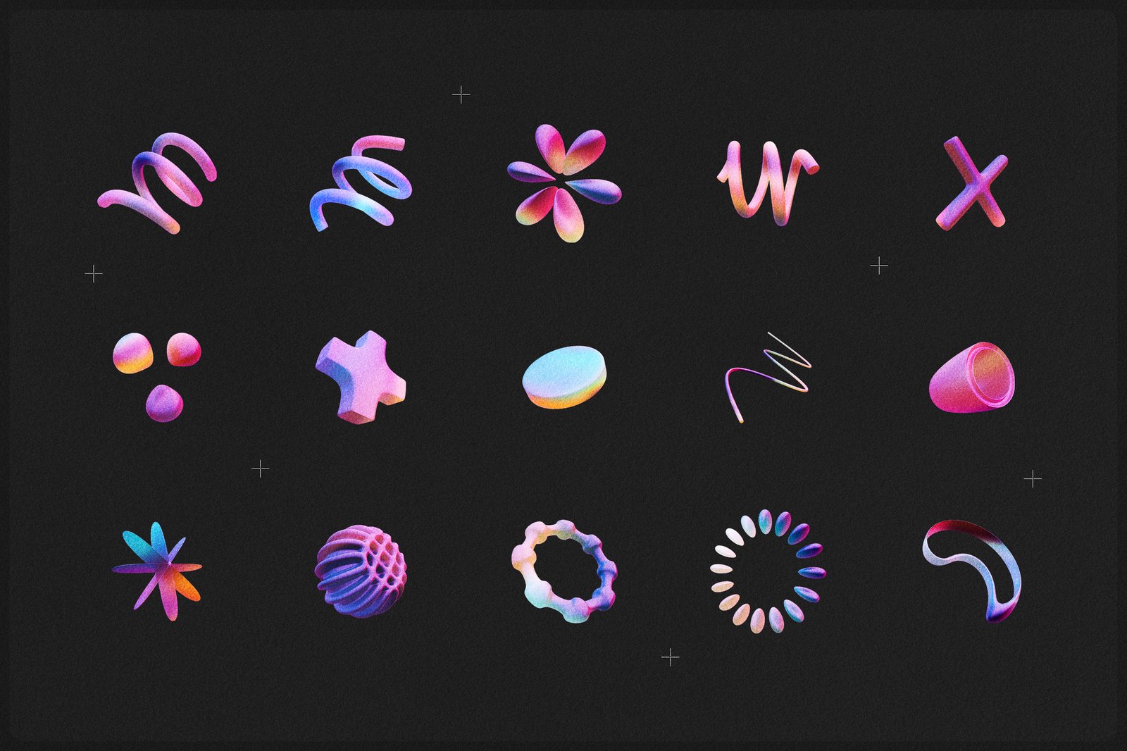 Y2K 3D Geometric Shapes Collection