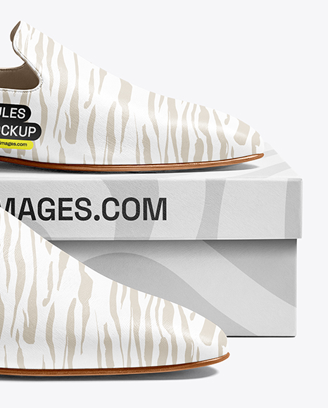 Pair of Mules with Shoe Box Mockup