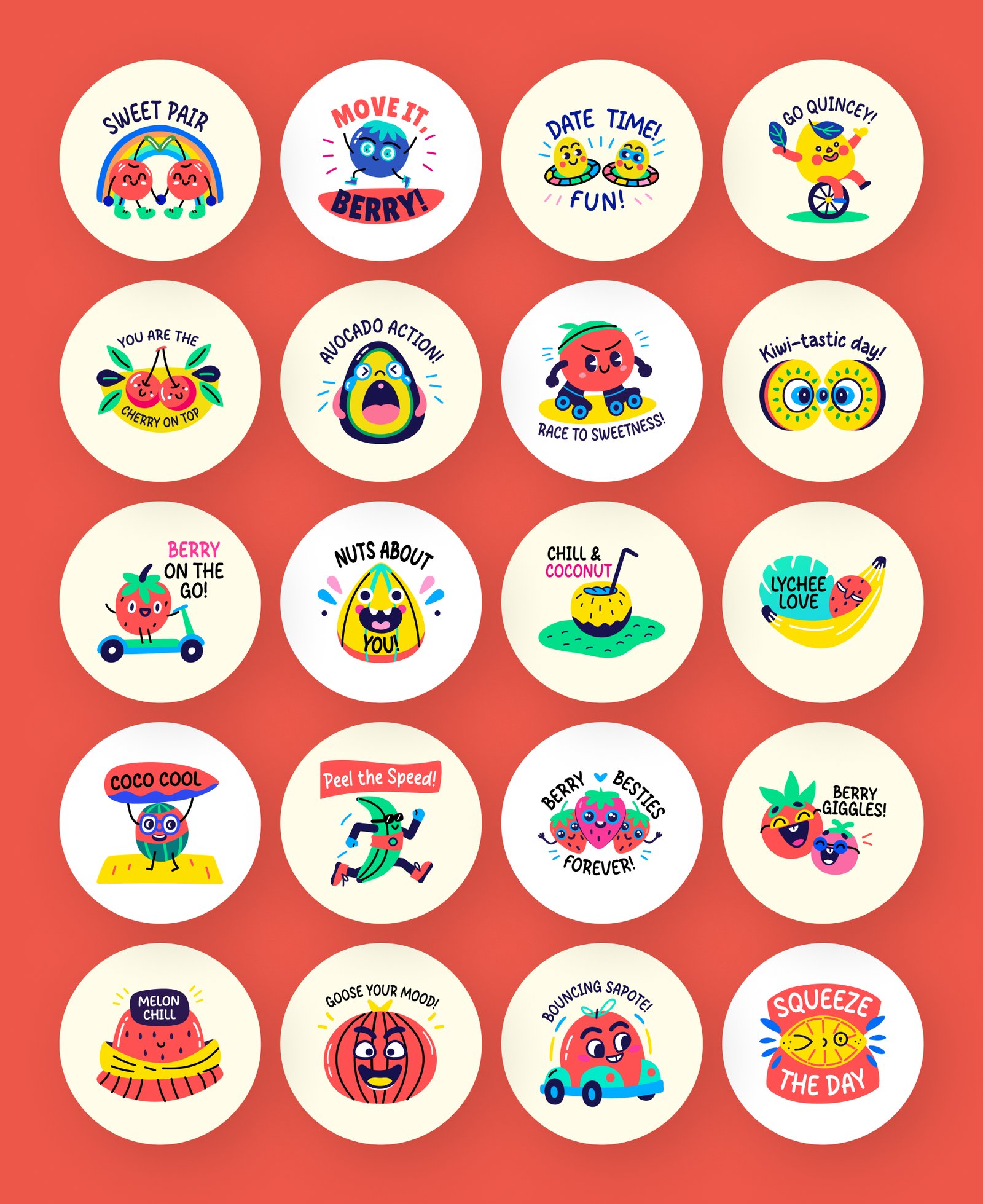Animated Cool Fruit Stickers Collection