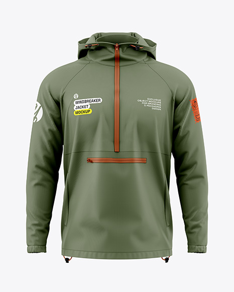Men's Anorak Windbreaker Jacket Mockup - Front View