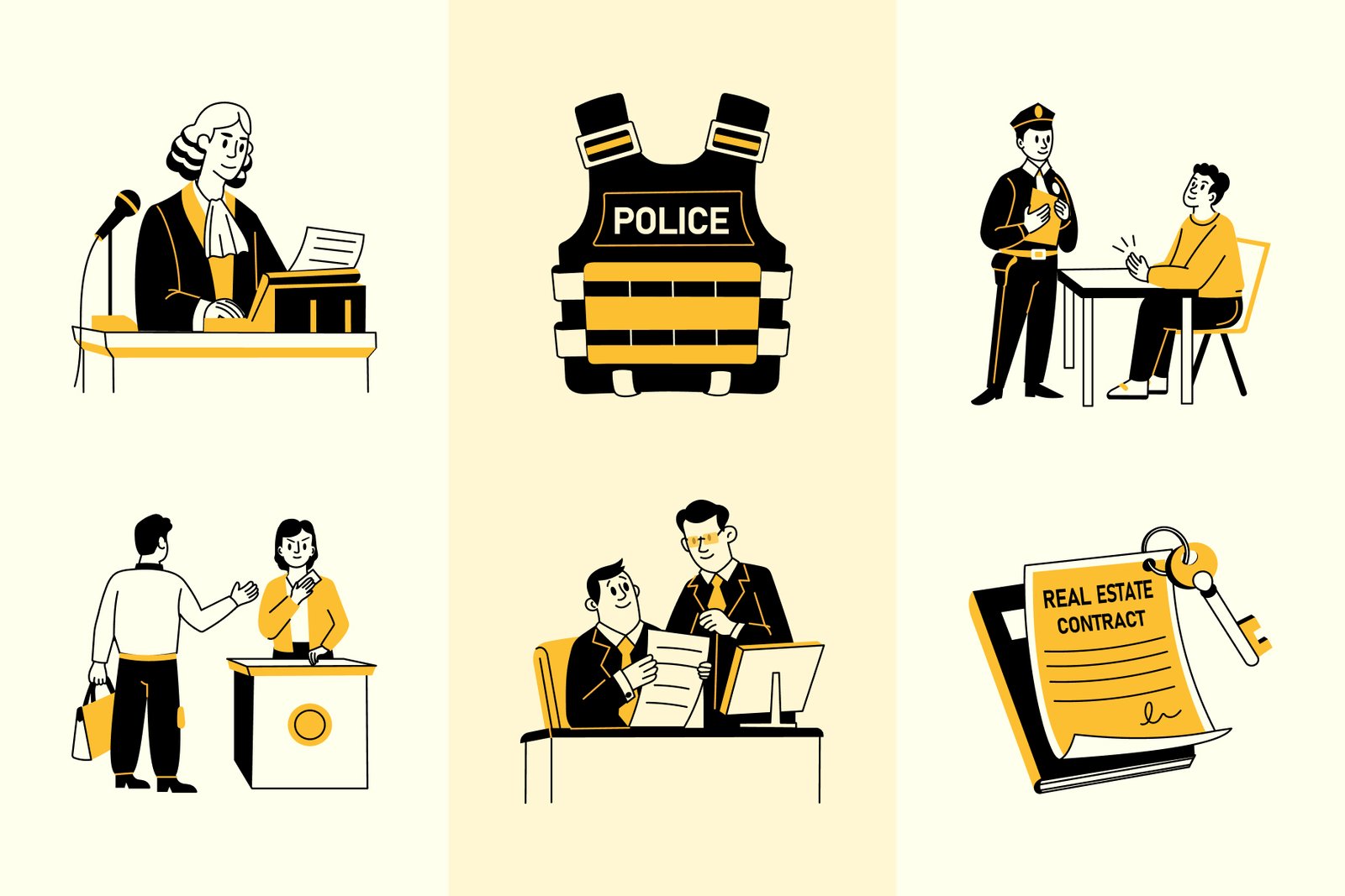 Law Drawing​​​ Illustration Set