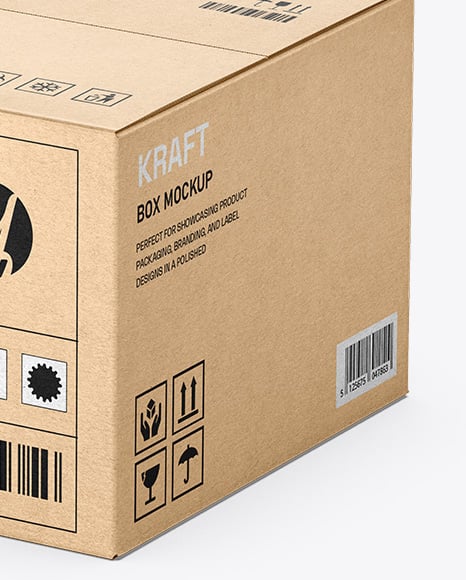 Kraft Box Mockup – Half Side View (High-Angle Shot)