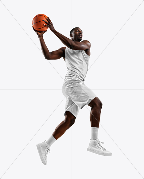 Afro-American Basketball Player Wearing Full Basketball Uniform Mockup