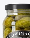 Glass Jar with Wholes Dill Pickles Mockup