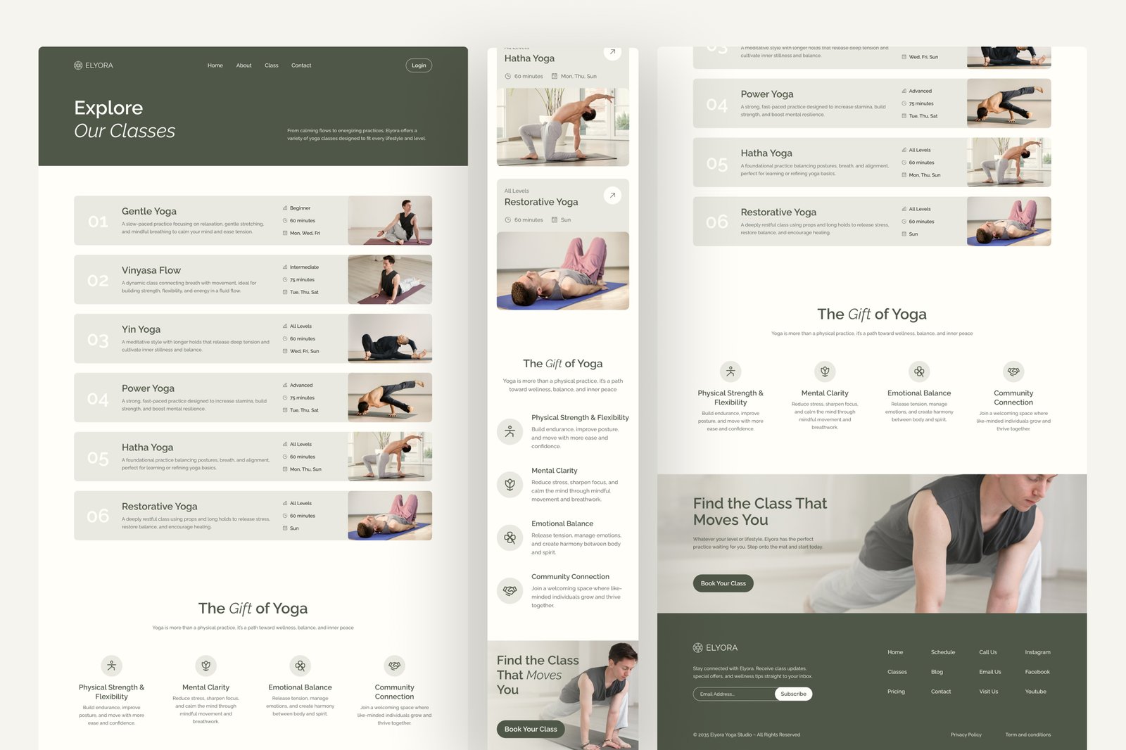 Elyora – Yoga Studio Website UI Figma Template