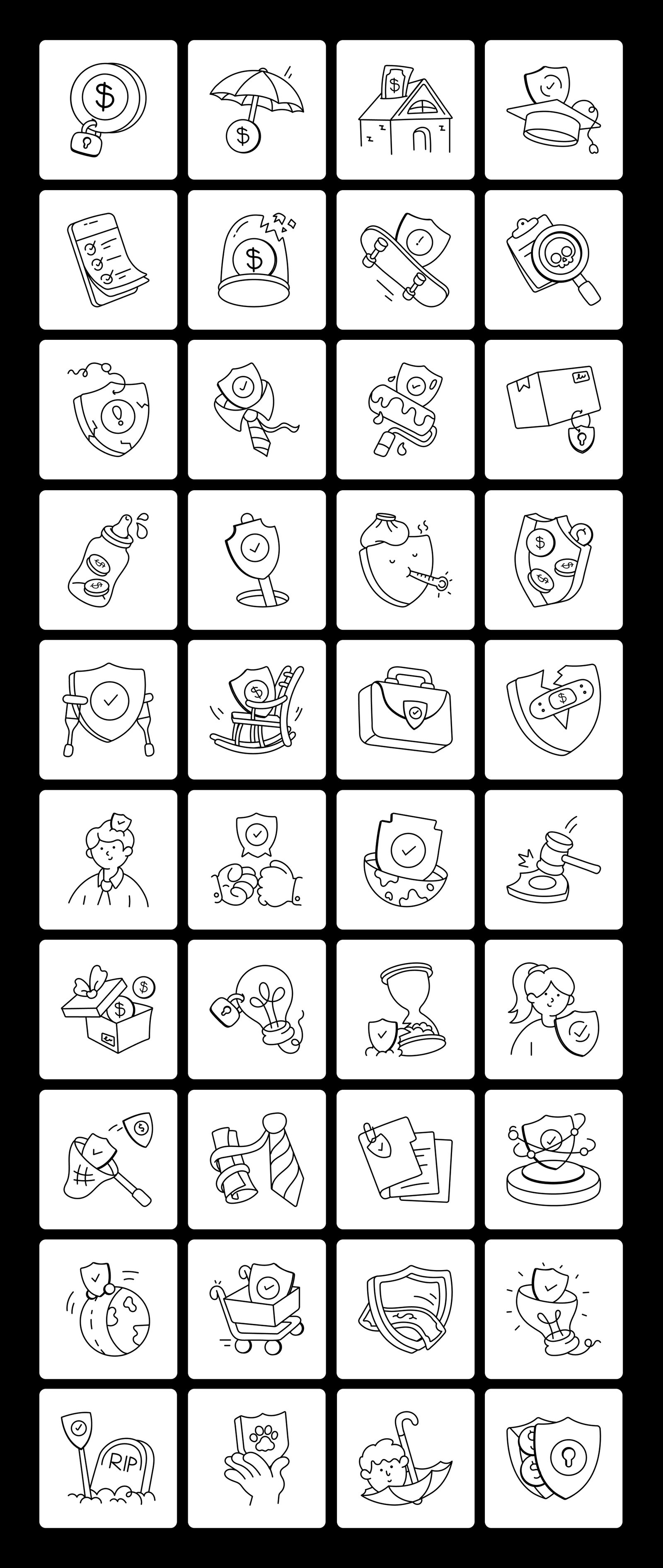 Insurance Doodles Icon Set