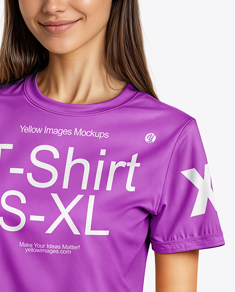 Woman Wearing a T-shirt Holding 16oz Drink Can Mockup