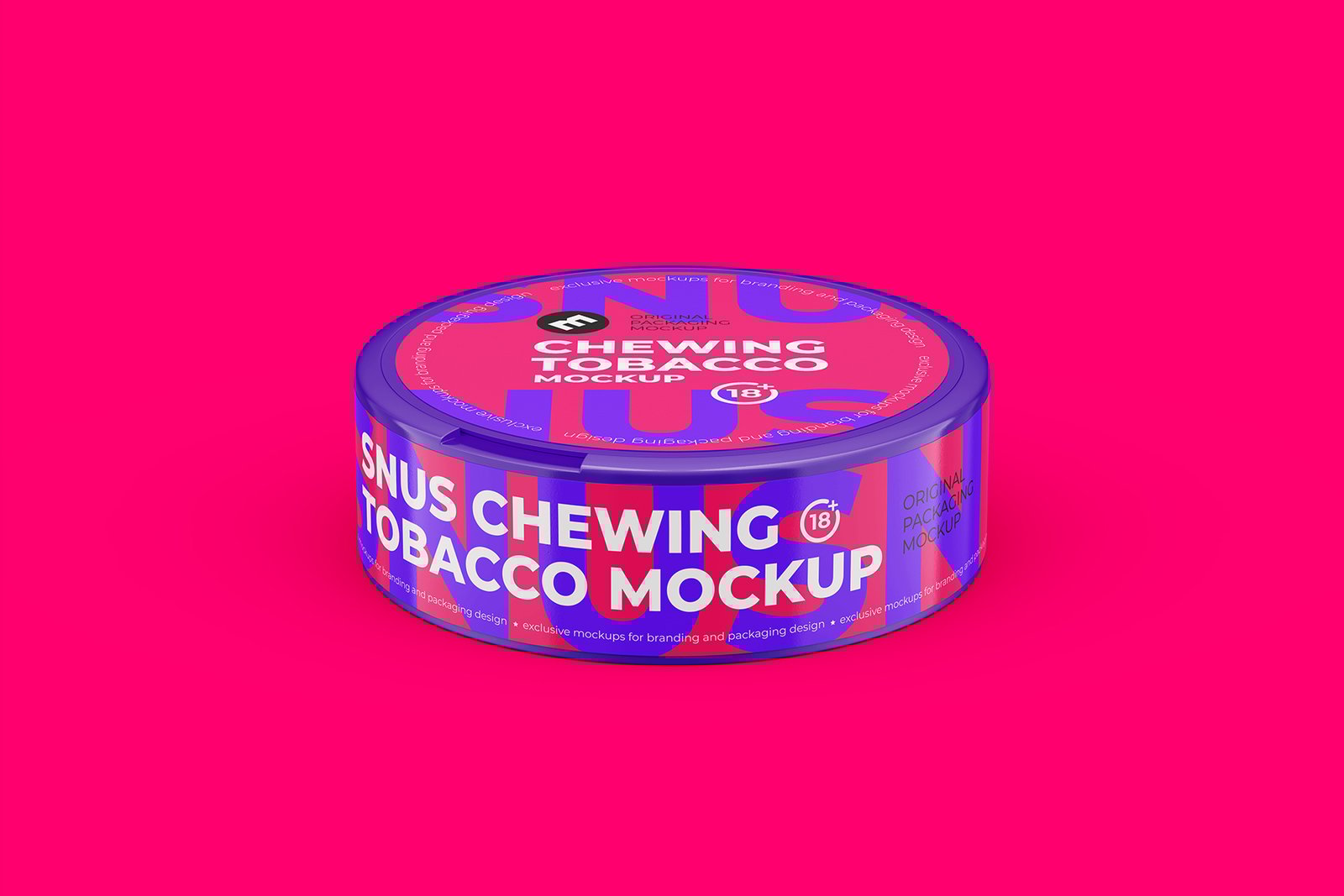 Snus Chewing Tobacco Can Mockup. High angle shot. With One Lock