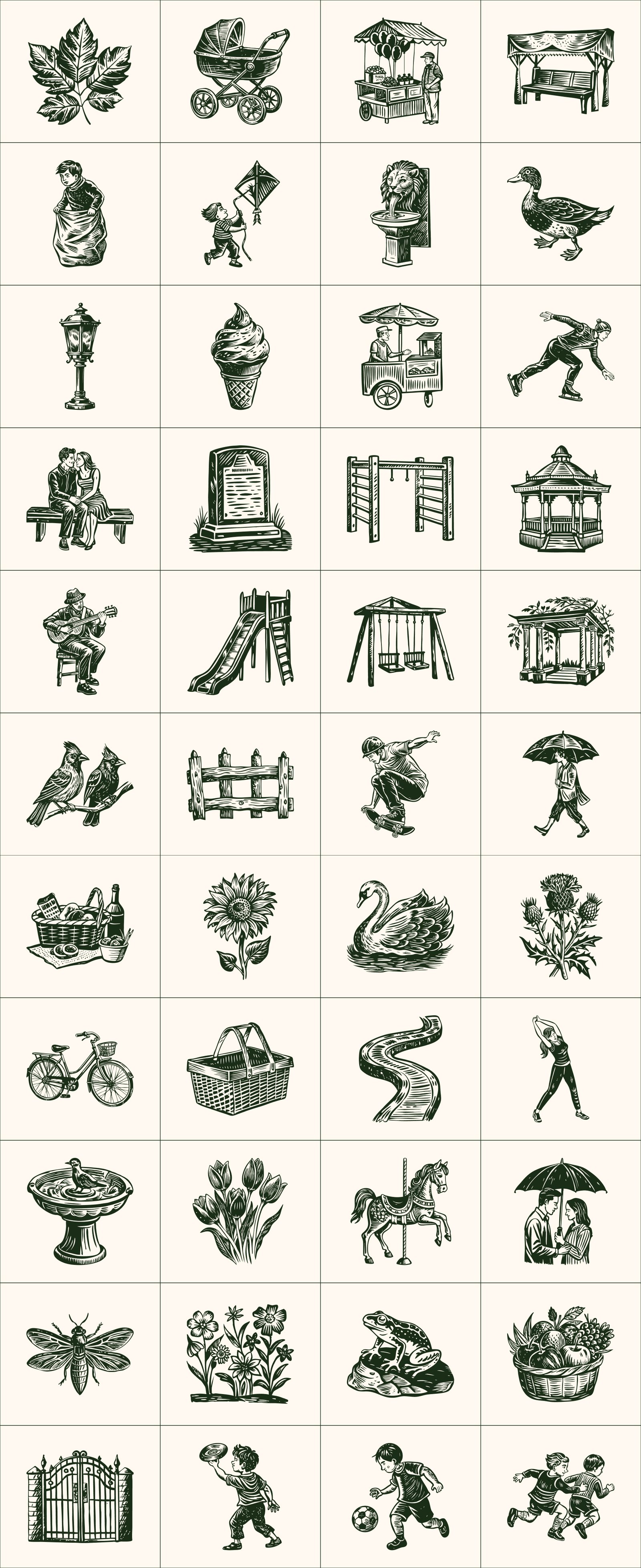 Vintage Park Illustration Set
