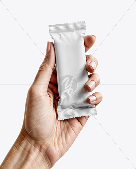 Matte Snack Bar in a Hand Mockup