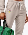 Woman Wearing Cropped Hoodie & Sweatpants Mockup